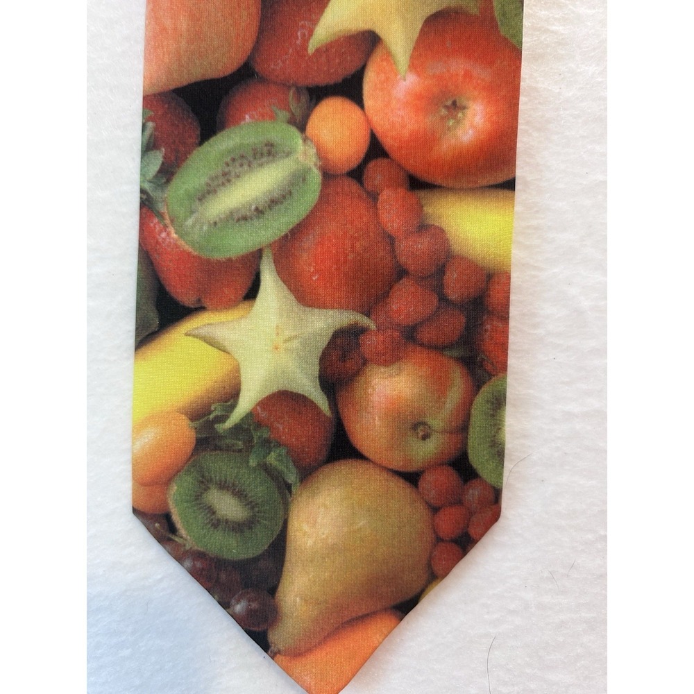 Vintage 1997 Ralph Marlin FRUIT Men's Tie Signed Linda J. Luna